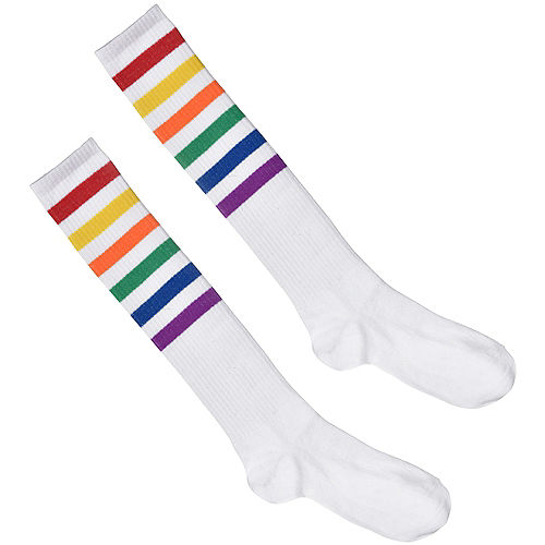 Nav Item for Adult Rainbow Athletic Knee-High Socks Image #1