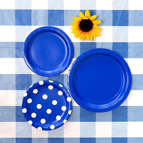Blue & White Plaid Table Cover Image #2