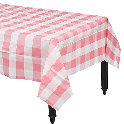 Pink & White Plaid Table Cover Image #1
