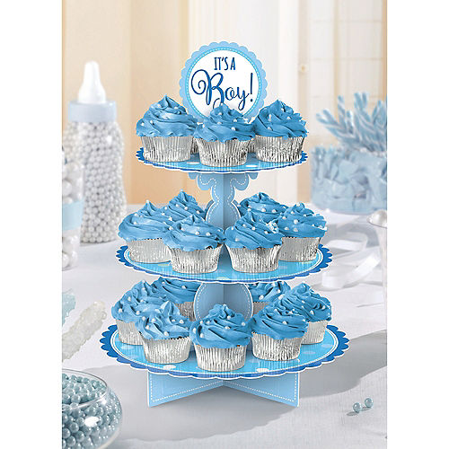 Blue It's A Boy Baby Shower Cupcake Stand Image #1