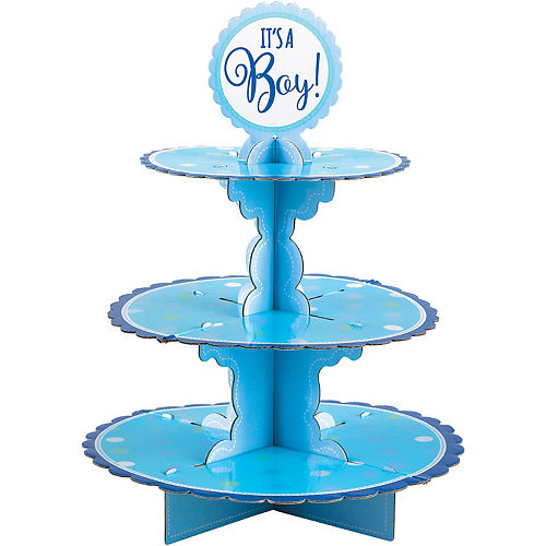 Blue It's A Boy Baby Shower Cupcake Stand Image #2