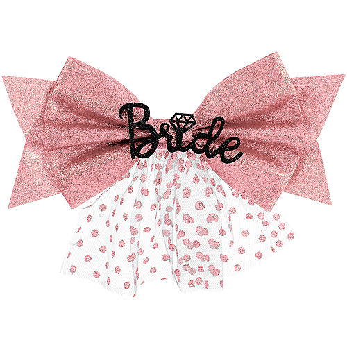 Glitter Pink Bride Clip-On Bow Image #1