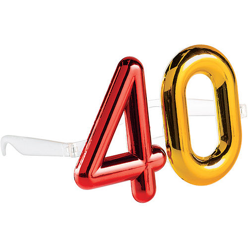 Metallic 40th Birthday Glasses Image #1