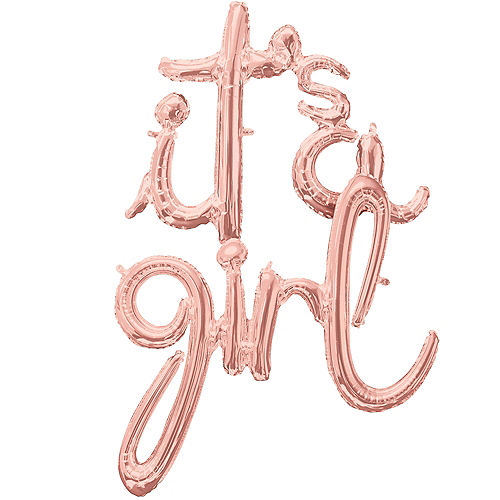 Air-Filled Rose Gold It's A Girl Cursive Letter Balloon Banners 2ct Image #1