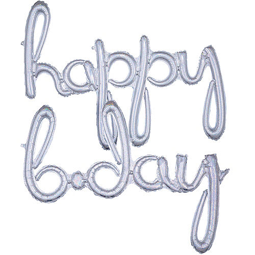Nav Item for Air-Filled Prismatic Happy B-Day Cursive Letter Balloon Banners 2ct Image #1