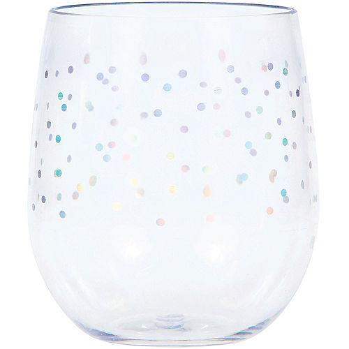 Nav Item for Iridescent Dots Plastic Stemless Wine Glass Image #1