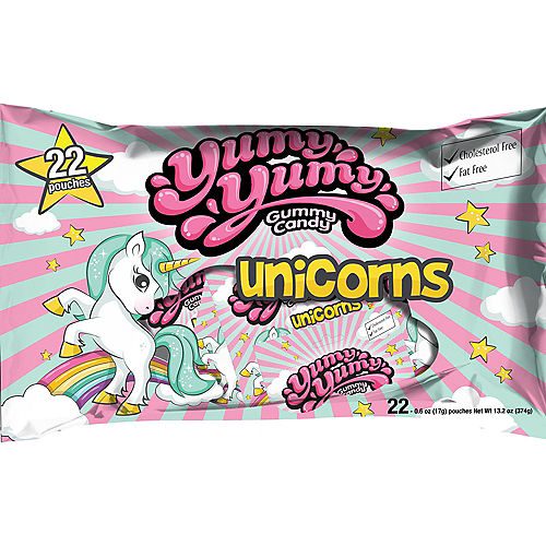 Yumy Yumy Unicorn Gummy Candy Pouches Bag, 22pc Image #1