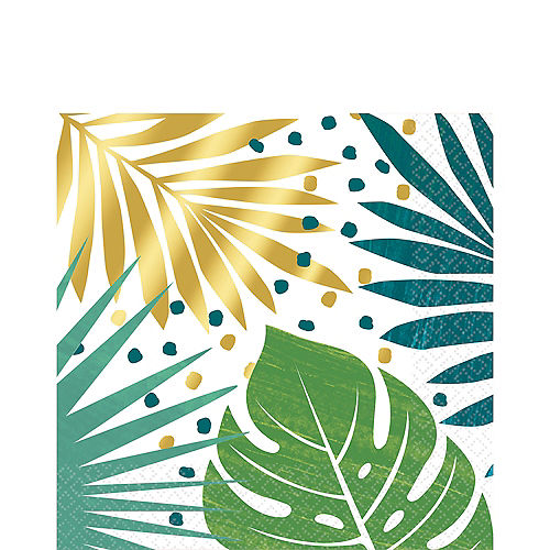 Nav Item for Metallic Gold Key West Palm Leaf Lunch Napkins 16ct Image #1