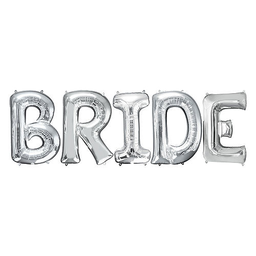 34in Silver Bride Letter Balloon Kit Image #1