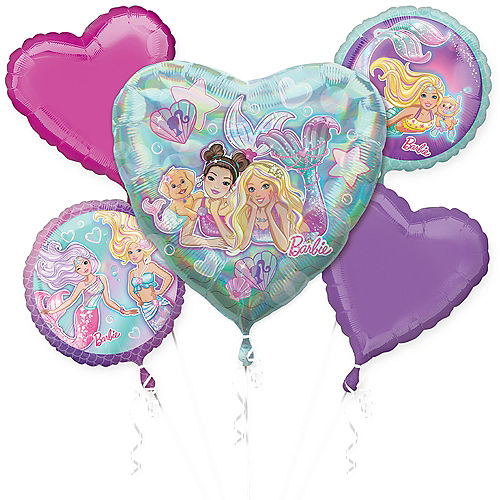 Nav Item for Mermaid Barbie Balloon Bouquet 5pc Image #1