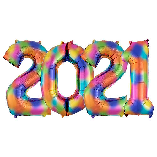 Giant Rainbow 2021 Number Balloon Kit Image #1