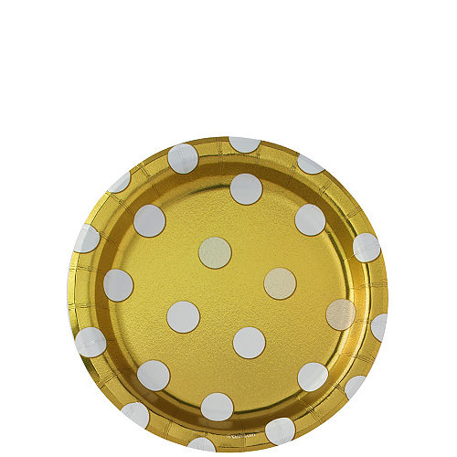 Nav Item for Metallic Gold Polka Dot Dessert Plates 8ct Image #1