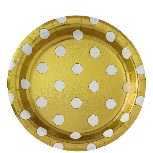 Metallic Gold Polka Dot Lunch Plates 8ct Image #1