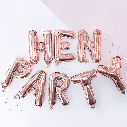 Air-Filled Ginger Ray Metallic Rose Gold Hen Party Balloon Banner 8pc Image #1