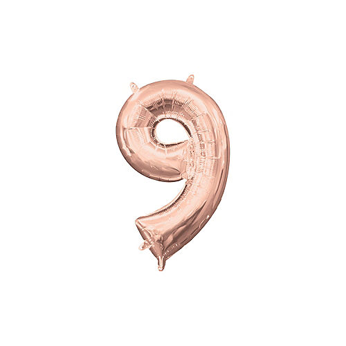 13in Air-Filled Rose Gold Number Balloon (9) Image #1