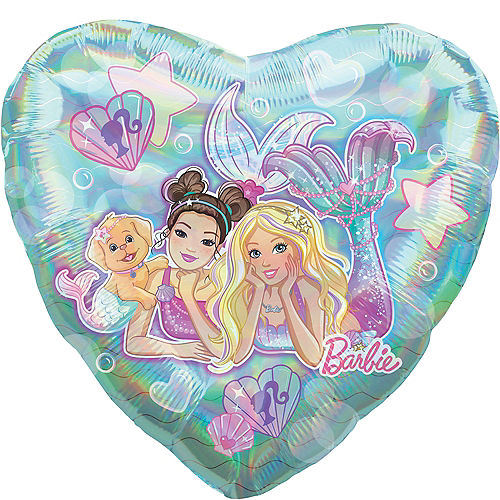 Giant Mermaid Barbie Heart Balloon Image #1