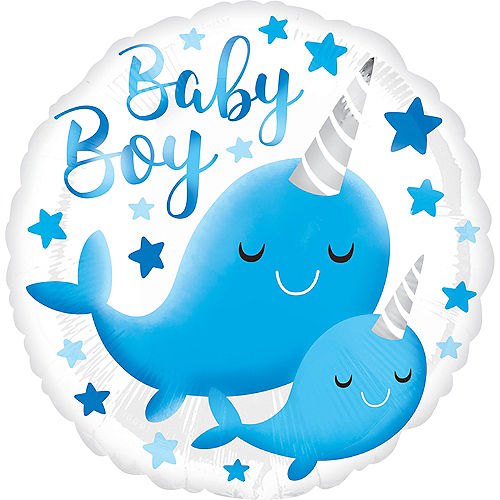 Narwhal Baby Boy Balloon Image #1