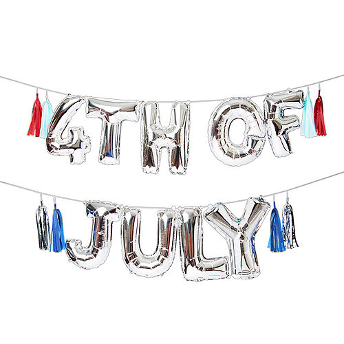 Air-Filled Silver 4th of July Letter Balloon Kit 18pc Image #1
