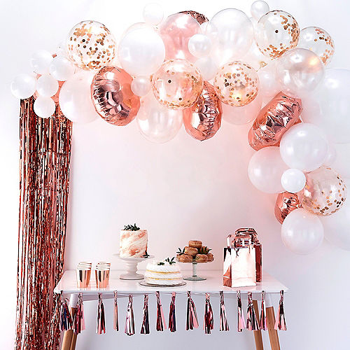 Air-Filled Ginger Ray Rose Gold Balloon Arch Kit 71pc Image #1