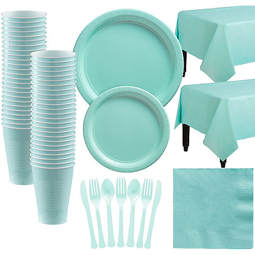 Robin's Egg Blue Paper Tableware Kit for 50 Guests Image #1