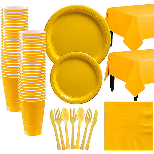 Nav Item for Sunshine Yellow Paper Tableware Kit for 50 Guests Image #1