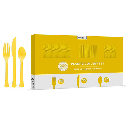 Sunshine Yellow Paper Tableware Kit for 50 Guests Image #7