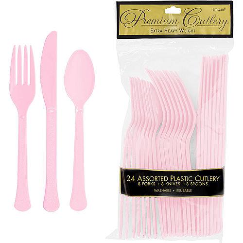Blush Pink Premium Plastic Cutlery Set 24ct Image #1