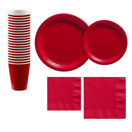 Nav Item for Red Paper Tableware Kit for 20 Guests Image #1