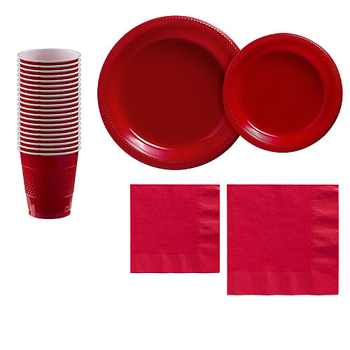 Nav Item for Red Plastic Tableware Kit for 20 Guests Image #1