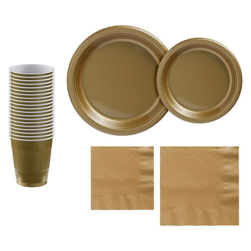 Nav Item for Gold Plastic Tableware Kit for 20 Guests Image #1