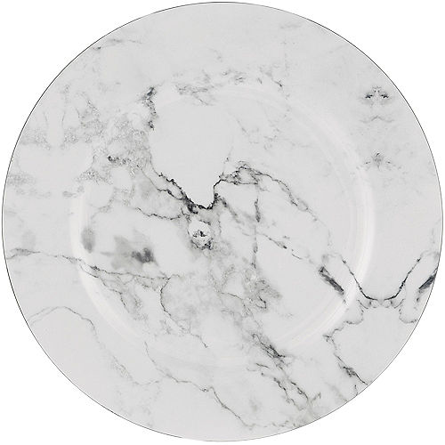 White Marble Plastic Charger Image #1