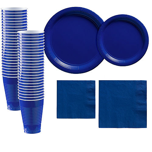 Royal Blue Paper Tableware Kit for 50 Guests Image #1