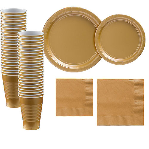 Gold Paper Tableware Kit for 50 Guests Image #1