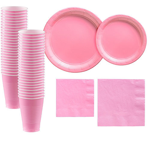 Pink Paper Tableware Kit for 50 Guests Image #1