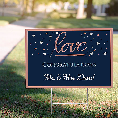 Custom Navy Love Bridal Yard Sign Image #1