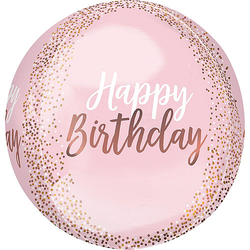 Blush Pink Happy Birthday Balloon, 15in x 16in - Orbz Image #1