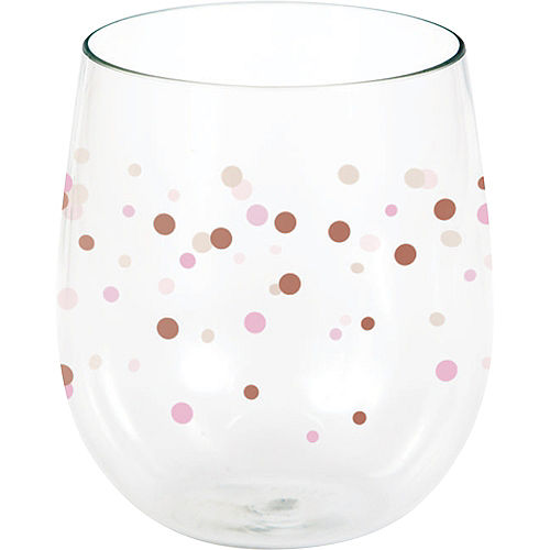 Nav Item for Metallic Rose Gold Dots Plastic Stemless Wine Glass, 14oz - Rosé All Day Image #1