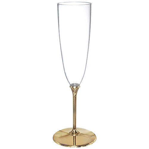 CLEAR Gold-Base Premium Plastic Champagne Flutes, 4.5oz, 8ct Image #1