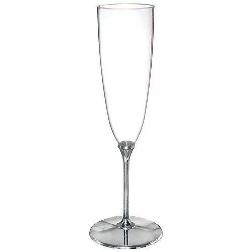 Nav Item for CLEAR Silver-Base Premium Plastic Champagne Flutes, 4.5oz, 8ct Image #1