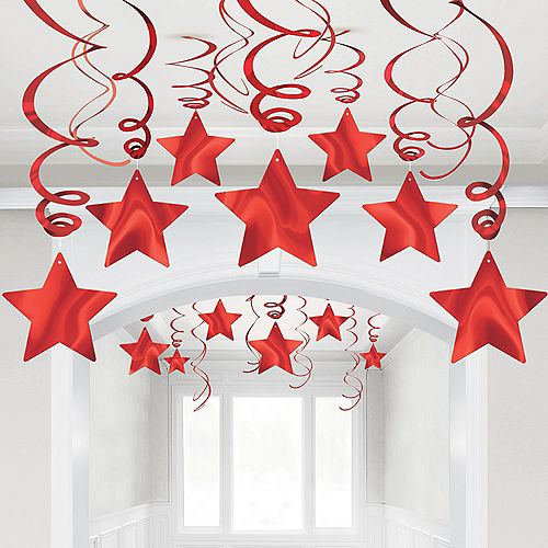 Red Star Swirl Decorations, 30ct Image #1