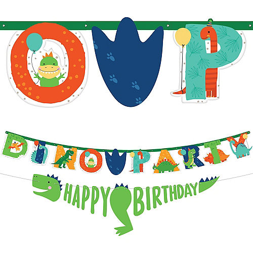 Dino-Mite Personalized Birthday Banner Kit 2ct Image #1