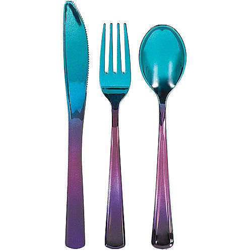 Nav Item for Sparkling Sapphire Premium Plastic Cutlery Sets 24ct Image #1