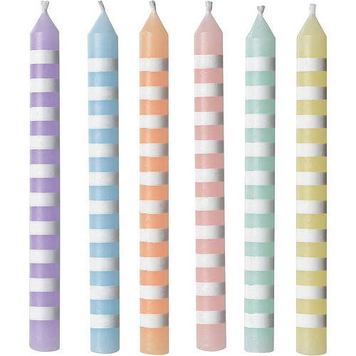 Pastel Striped Birthday Candles 12ct Image #1
