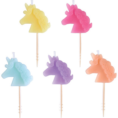 Nav Item for Pastel Unicorn Birthday Toothpick Candles 5ct Image #1