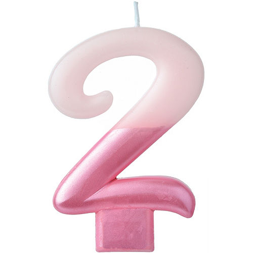 Metallic Dipped Pink Number 2 Birthday Candle 3 1/4in Image #1