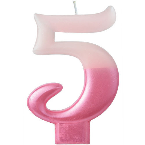 Nav Item for Metallic Dipped Pink Number 5 Birthday Candle 3 1/4in Image #1