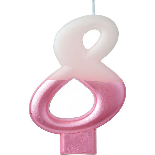 Nav Item for Metallic Dipped Pink Number 8 Birthday Candle 3 1/4in Image #1