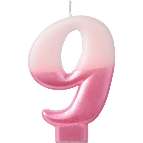 Nav Item for Metallic Dipped Pink Number 9 Birthday Candle 3 1/4in Image #1
