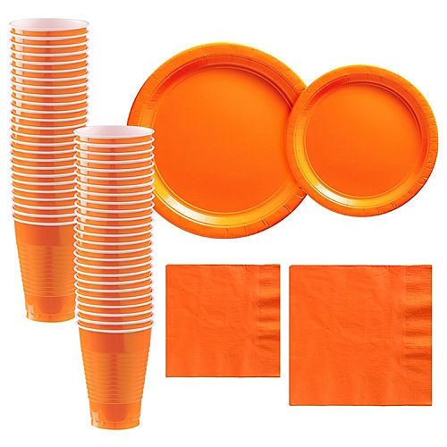 Orange Paper Tableware Kit for 50 Guests Image #1