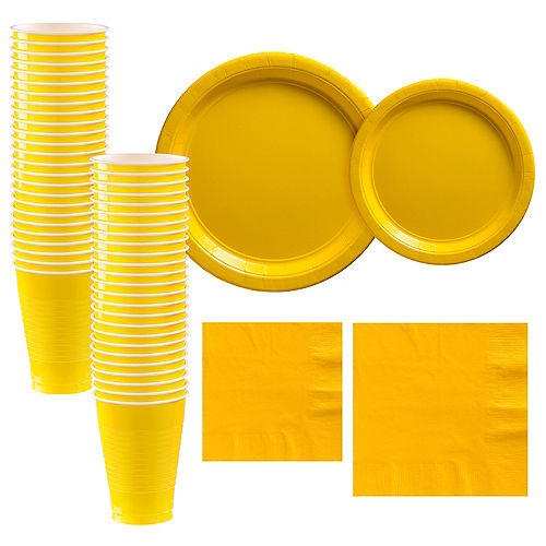 Nav Item for Yellow Paper Tableware Kit for 50 Guests Image #1